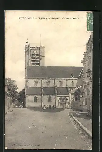 AK Appoigny, Eglise et Facade de la Mairie