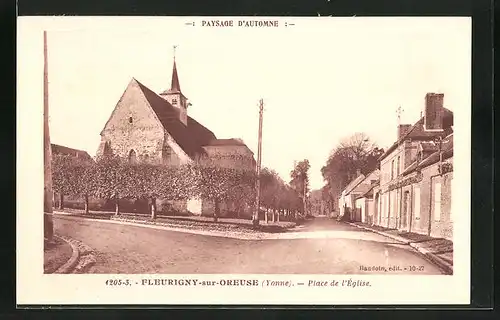AK Fleurigny-sur-Oreuse, Place de l`Eglise