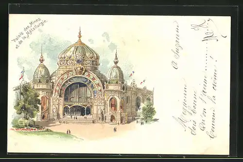 Lithographie Paris, Exposition universelle de 1900, Palais des Mines et de la Metallurgie