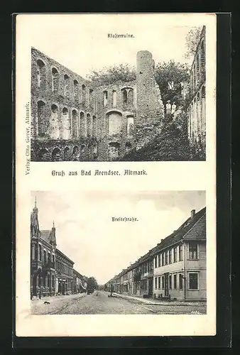 AK Bad Arendsee / Altmark, Breitestrasse und Klosterruine