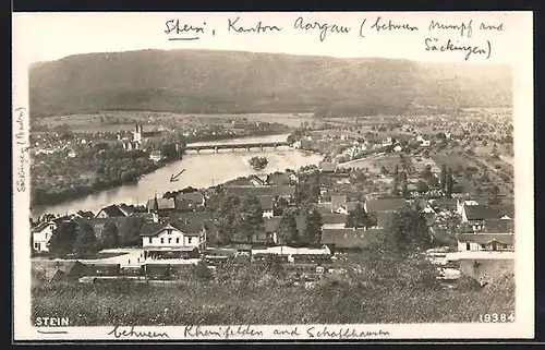 AK Stein am Rhein, Teilansicht mit Rheinbrücke aus der Vogelschau