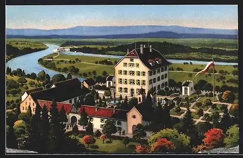 AK Böttstein, Schloss aus der Vogelschau