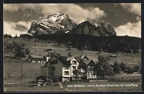 AK Wildhaus, Kurhaus Rösliwies mit Schafberg