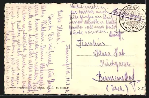 AK Frauenfeld, Kaserne mit Strasse aus der Vogelschau