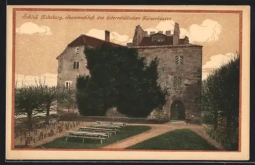 AK Habsburg, Schloss Habsburg mit Garten