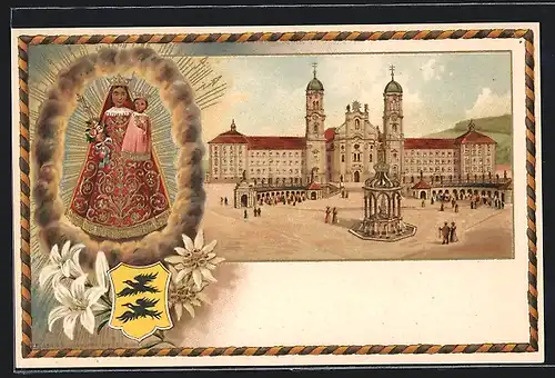 Lithographie Einsiedeln, Wallfahrtskirche, Gnadenbild