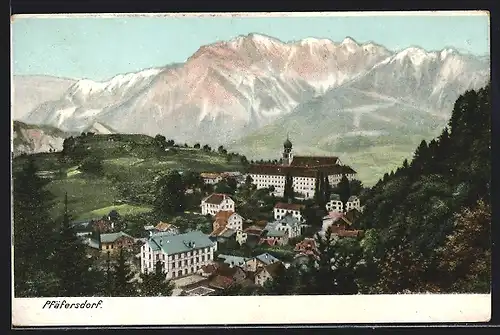 AK Pfäfers, Blick nach Pfäfersdorf und zum Kloster