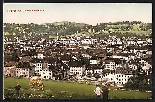 AK La Chaux-de-Fonds, Panorama mit Kalb