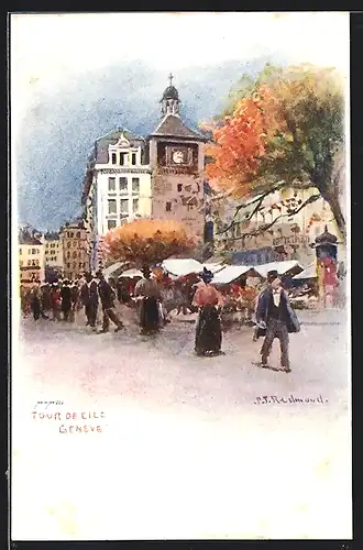 Lithographie Genève, Tour de l`Ile