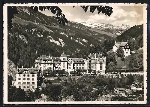 AK Passugg b. Chur, Kurhaus und majestätisches Alpenpanorama