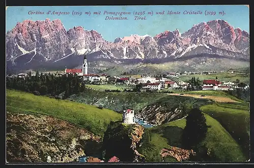 AK Cortina d`Ampezzo, Ortsansicht mit Pomagognon und Monte Cristallo