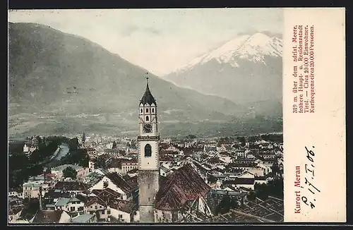 AK Meran, Ortsansicht mit Kirche