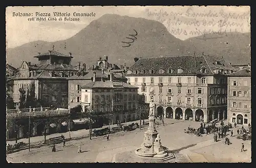 AK Bolzano, Piazza Vittorio Emanuele coll` Hotel Città di Bolzano