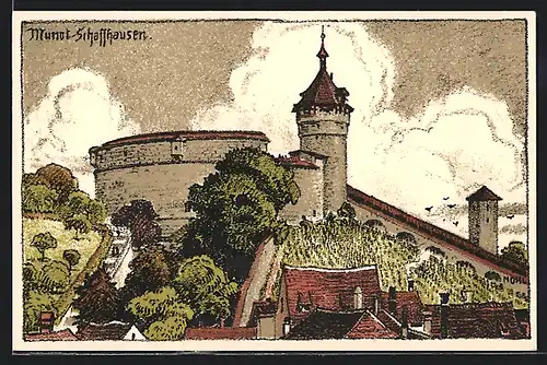 Künstler-AK Munot-Schaffhausen, Ortspartie