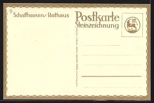 Künstler-AK Schaffhausen, Ortspartie mit Rathaus