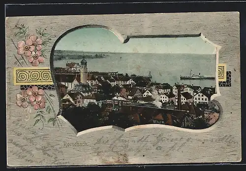 AK Rorschach, Teilansicht mit Hafen