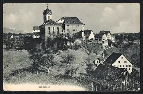 AK Grüningen, Ortspartie mit Kirche