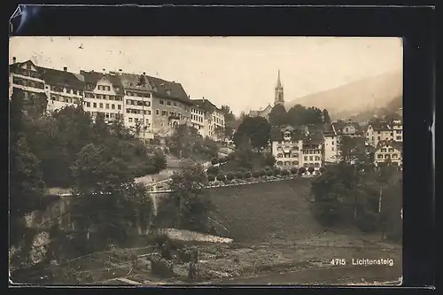 AK Lichtensteig, Ortspartie mit Kirche