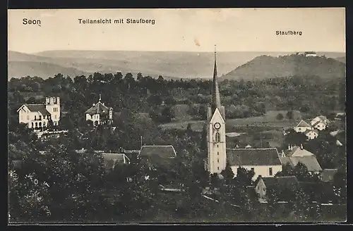 AK Seon, Teilansicht mit Staufberg aus der Vogelschau