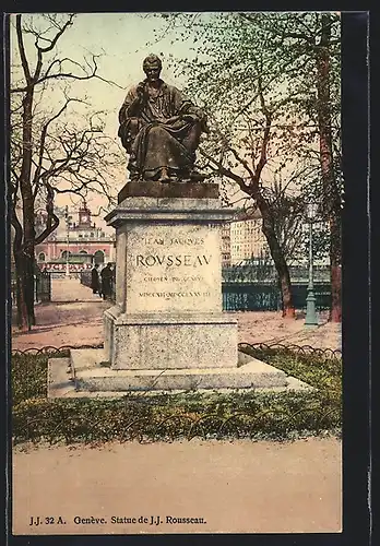 AK Geneve, Statue de J. J. Rousseau