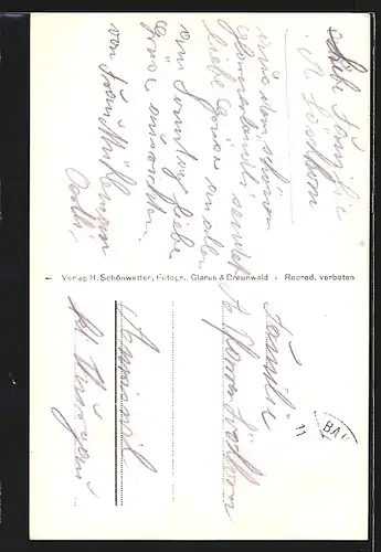 AK Glarus, Blick auf die Stadtkirche