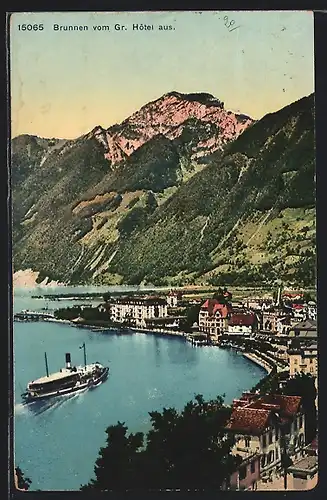 AK Brunnen, Teilansicht vom Gr. Hotel aus