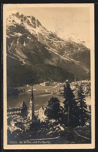 AK St. Moritz, Panorama und Piz Surlej