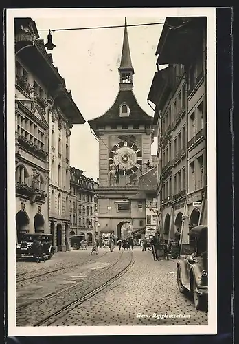 AK Bern, Zytglockenturm mit Geschäften