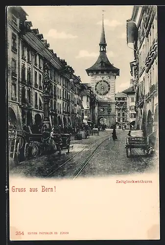 AK Bern, Zeitglockenturm mit Brunnen