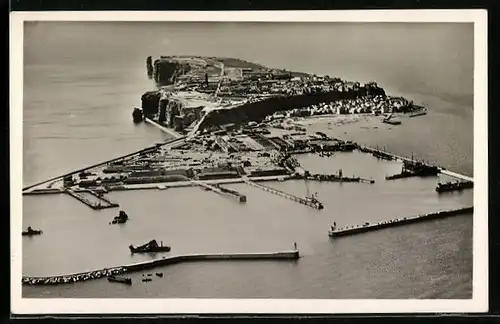 AK Helgoland, Fliegeraufnahme von der Insel, Fotograf F. Schensky