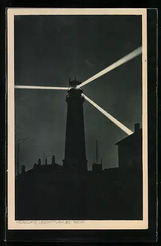 AK Helgoland, Leuchtturm bei Nacht, Fotograf F. Schensky