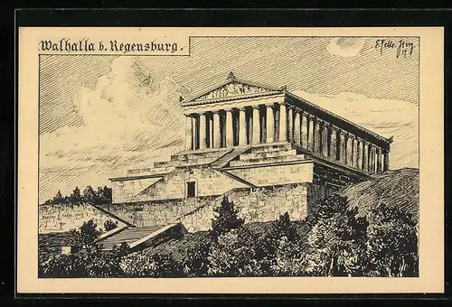Künstler-AK Eugen Felle: Regensburg, Walhalla