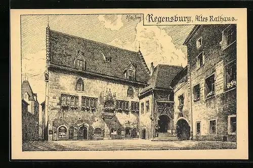 Künstler-AK Eugen Felle: Regensburg, Altes Rathaus