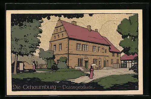 Steindruck-AK Rinteln, Palasgebäude der Schaumburg