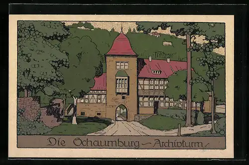Steindruck-AK Rinteln, Schaumburg, Archivturm