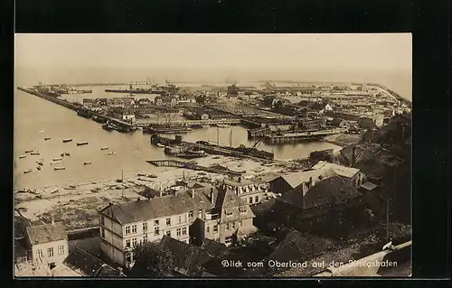 AK Helgoland, Blick vom Oberland auf Kriegshafen