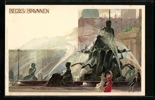 Künstler-AK Heinrich Kley: Berlin-Mitte, Becas Brunnen / Neptunbrunnen