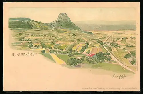 Lithographie Duchtlingen, Panorama mit Hohenkrähen