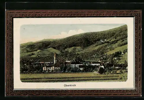 Passepartout-AK Oberkirch, Ortsansicht mit Umgebung