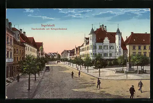 AK Ingolstadt, Harderstrasse mit Kriegerdenkmal