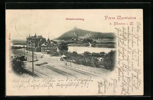 AK Porta Westfalica b. Minden, Wittekindsberg mit Denkmal