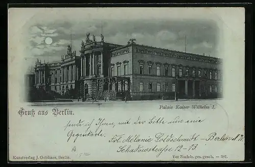 Mondschein-AK Berlin, Palais Kaiser Wilhelm I.