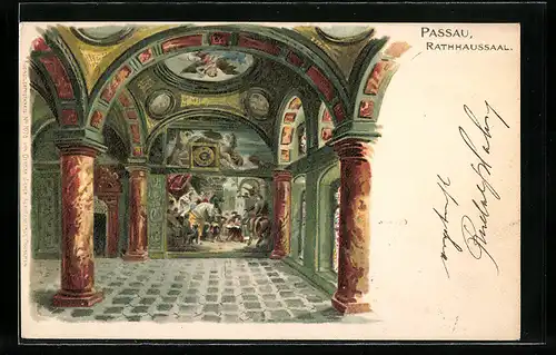 Künstler-AK Passau, Rathhaussaal