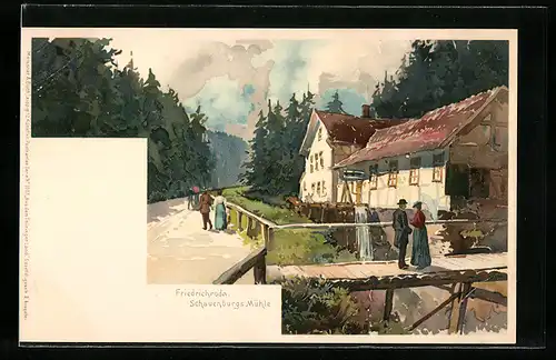 Lithographie Friedrichroda, Schauenburg's Mühle