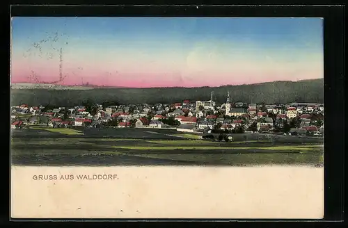 AK Walddorf am Kottmar, Teilansicht mit Kirche