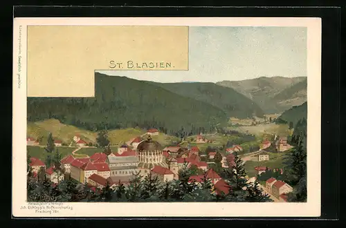 Künstler-AK St. Blasien, Teilansicht