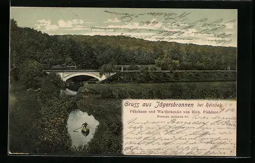 AK Wentorf, Eisenbahnbrücke am Gasthaus und Fährhaus Jägersbronnen