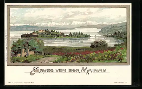 Künstler-AK Karl Mutter: Insel Mainau, Panorama