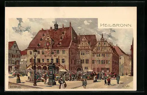 Künstler-AK K. Mutter: Rathaus Heilbronn