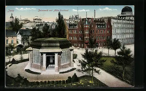 AK Jena, Zeisswerk mit Abbe-Denkmal